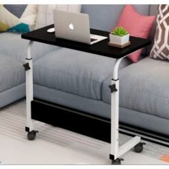 Mesa Elevadora para Cama o Sofá ME-02 con Rodos y Perillas para Nivelar Altura - NEGRO