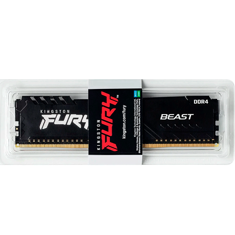 Memoria Ram GAMING 8GB, DDR4, 3200Mhz, CL16, Fury BLACK Kingston, KF432C16BB/8. Marca: Kingston.