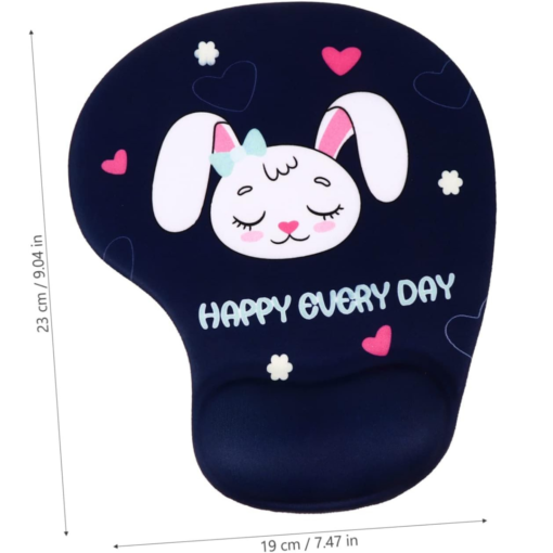 Mouse Pad G01-Gel CONEJA HAPPY EVERY DAY, color AZUL MARINO, Estilo Kawaii, Ergonómico - Imagen 2