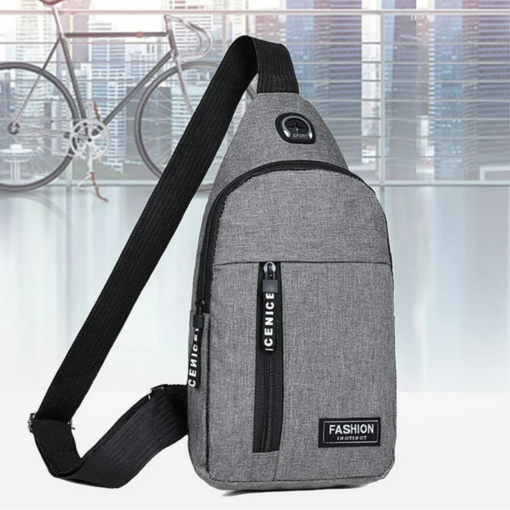 Mochila cruzada sport, Color gris, tela oxford - Imagen 6