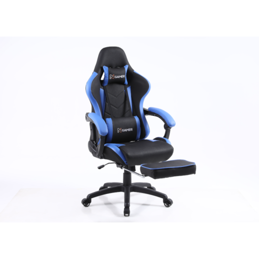 Silla Gaming N-GAMER PLUS NT-SGMPLUSAZ de Alta Comodidad, color Negro-Azul - Imagen 2