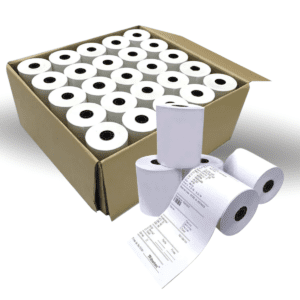 Caja de 50 unidades Rollos de Papel Térmicos 80mm x 76mm, 60 gramos para Impresora Epson TM-T20III