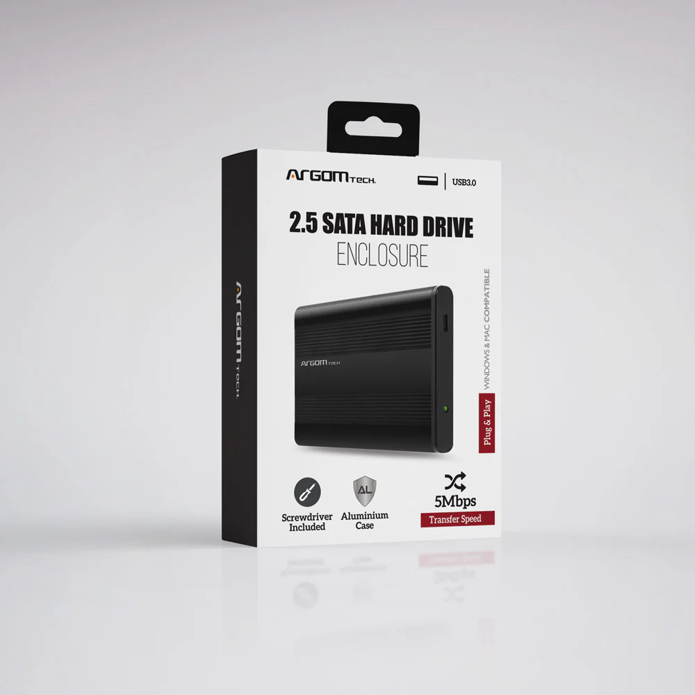 Enclosure para Disco Duro Sata 2.5 ARGOM ARG-AC-1033 Negro Aluminio