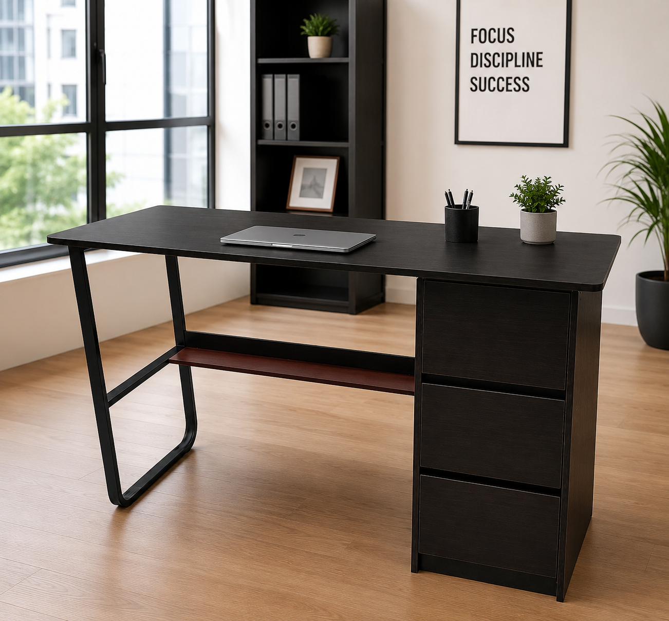Escritorio para Computadora Prestige Nogal Ejecutivo Color nogal con negro