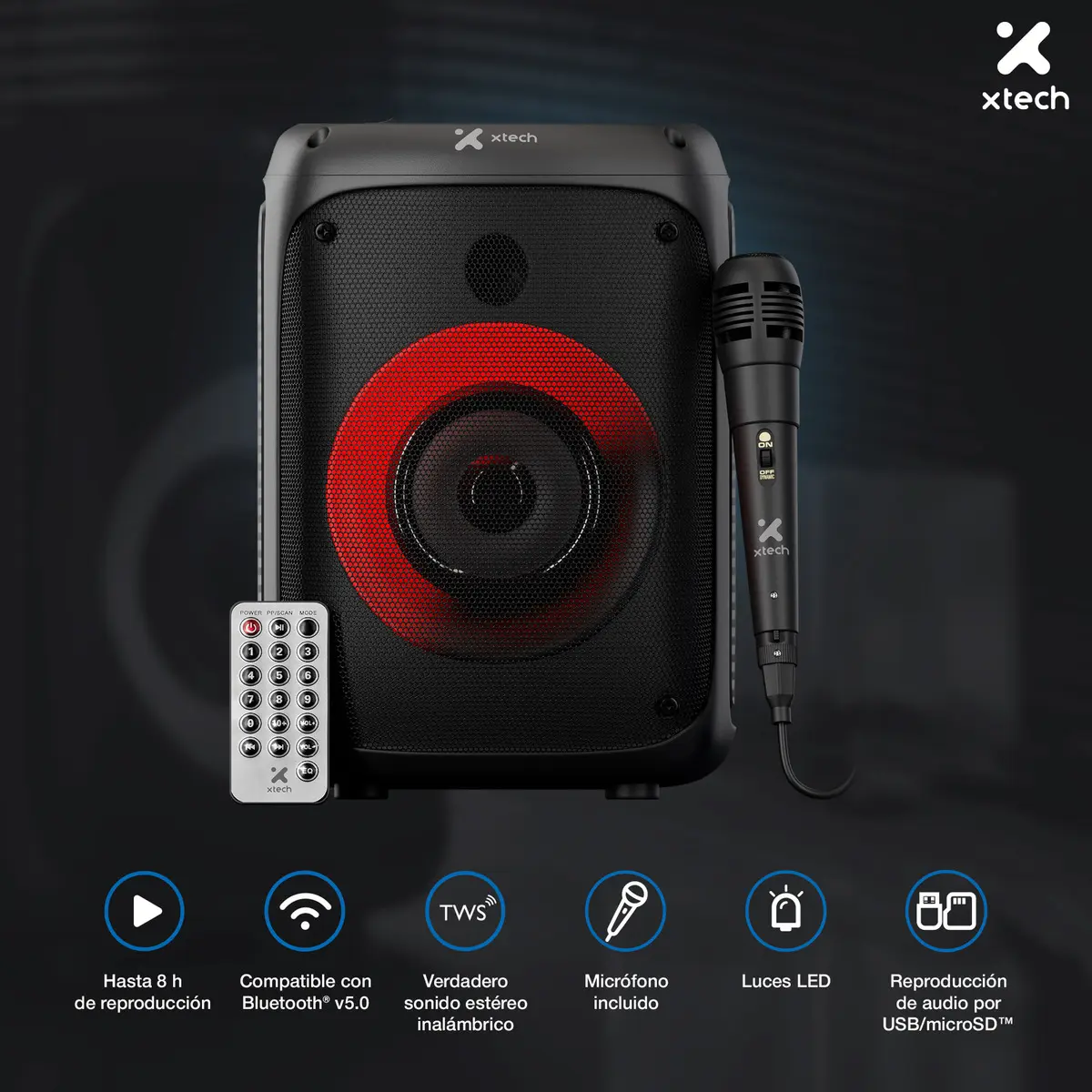 Bocina Portatil X-TECH XTS-661 SonicBloom Color negro - Imagen 3