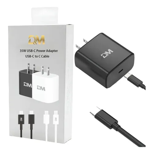 Cargador para celular D&M 35W, 1 puerto USB-C, incluye 1 cables tipo C a tipo C. - Imagen 3