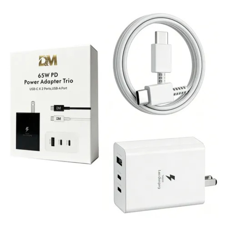 Cargador para celular D&M 2 puertos USB-C y 1 puerto USB-A