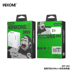 Cargador de Pared WEKOME WP-U65, 30W Color Blanco con Puerto USB Tipo A + Tipo C,