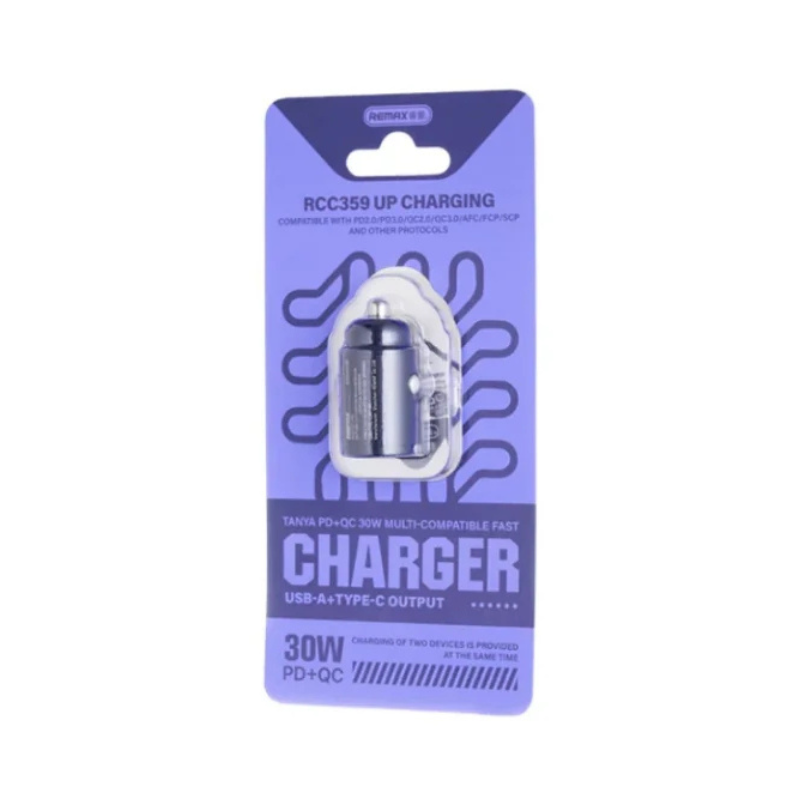 Cargador de Carro 2 puertos USB-A y USB-C REMAX RCC359 para cigarrera