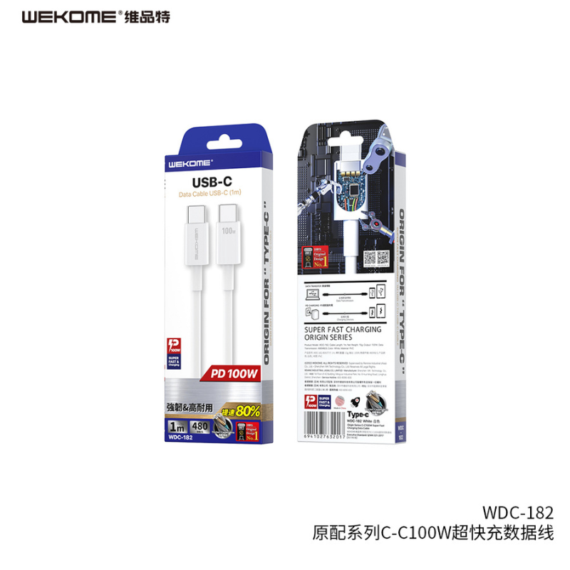 Cable de Carga rápida Tipo C a Tipo C WEKOME WDC-182