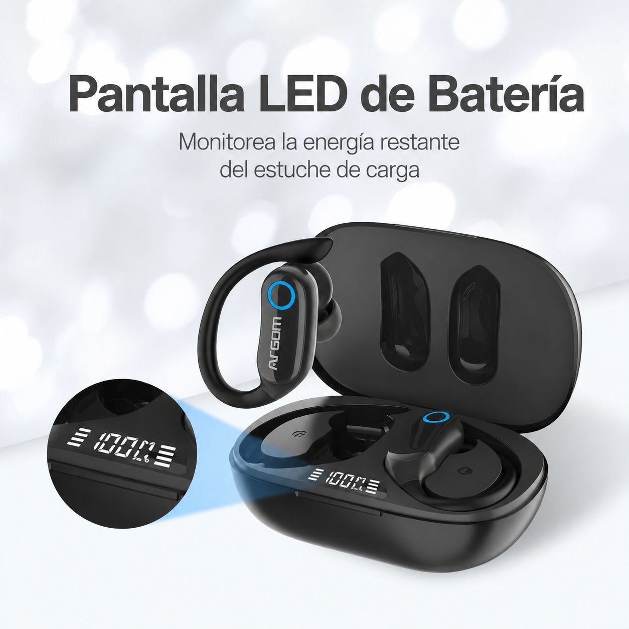 Audifonos Deportivos Bluetooth ARGOM ARG-HS-5095BK A00714 SkeiPods E95 - Imagen 3