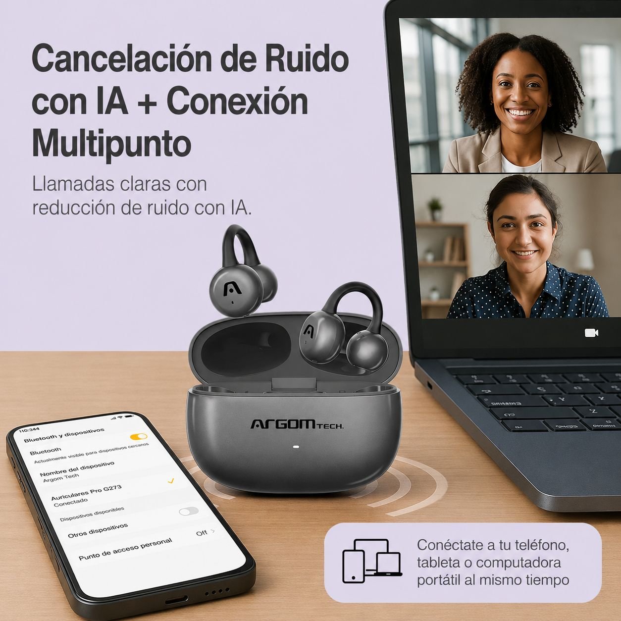 Audifonos Bluetooth ARGOM ARG-HS-5040GM A00784 SKEIPODS E40 - Imagen 3