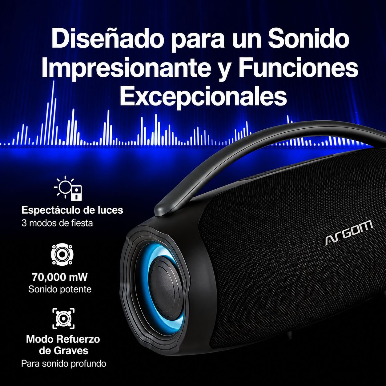 Bocina Portátil ARGOM ARG-SP-3149BK-A00769 - Imagen 5