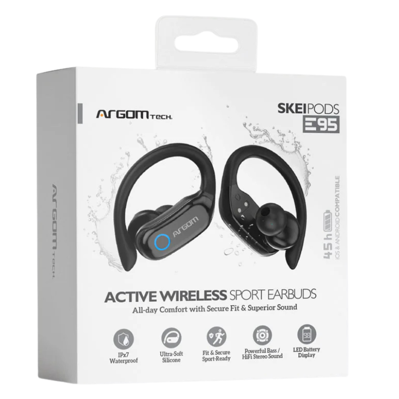 Audifonos Deportivos Bluetooth ARGOM ARG-HS-5095BK A00714 SkeiPods E95 - Imagen 2