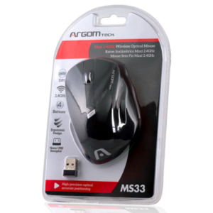 Mouse Óptico Inalámbrico ARGOM ARG-MS-0033BK A00440 Ergonómico