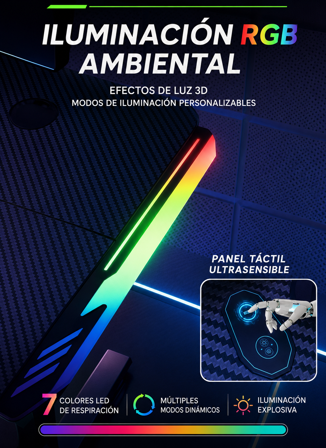 Escritorio Electrico Diseño GAMING NEON TITAN X - Imagen 5