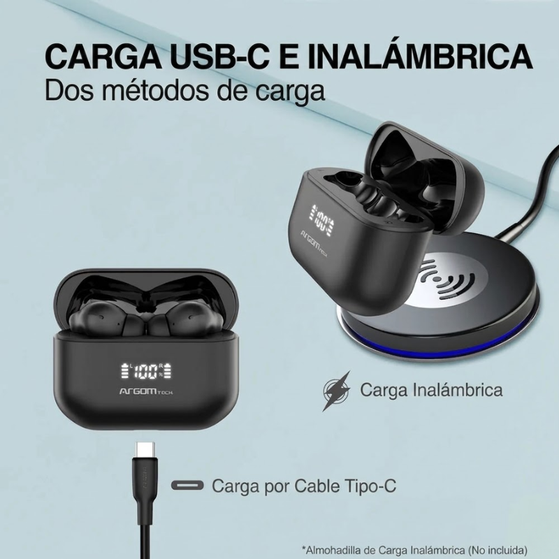 Audífonos Bluetooth Inalámbricos ARGOM TWS SKEIPODS E86 ARG-HS-5086BK A00667 - Imagen 4