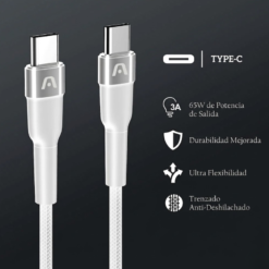 Alternative view of Cable de Carga rápida Tipo C a Tipo C ARGOM ARG-CB-0047WT A00750