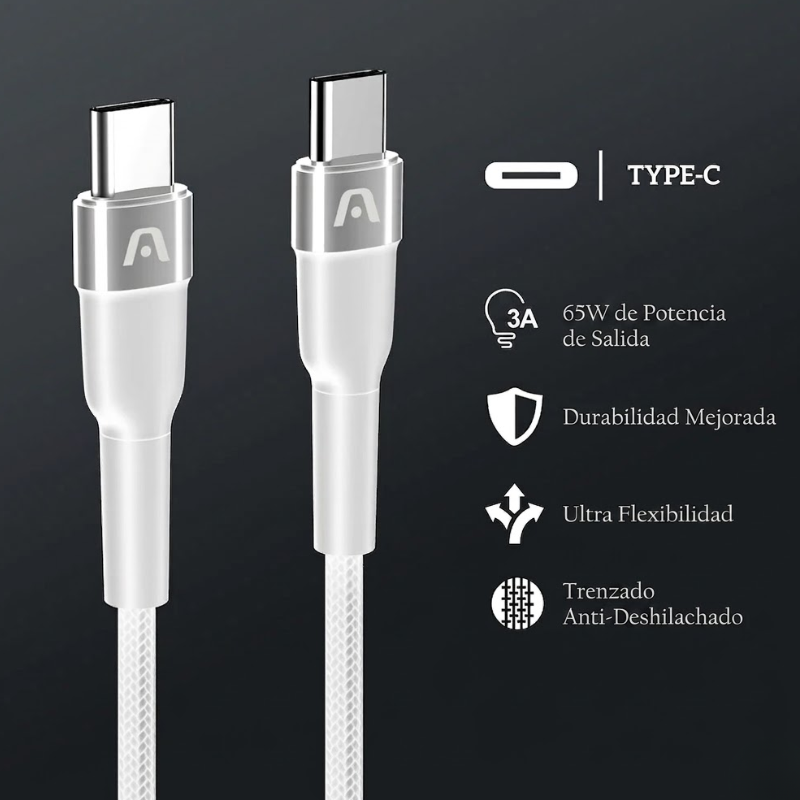 Cable de Carga rápida Tipo C a Tipo C ARGOM ARG-CB-0047WT A00750 - Imagen 2