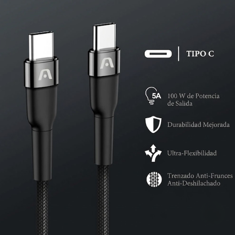 Cable de Carga rápida Tipo C a Tipo C ARGOM ARG-CB-0050BK A00753 - Imagen 3