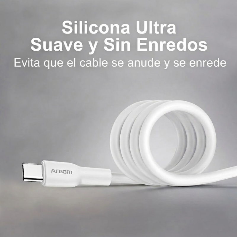 Cable de Carga rápida DURAFLEX Tipo C a Tipo C ARGOM ARG-CB-0070WT- A00634 - Imagen 4