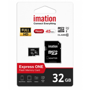 Memoria Micro SD 32 GB IMATION Clase 10 + Adaptador SD Express ONE Color Negro.