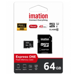 Memoria Micro SD 64 GB IMATION Clase 10 + Adaptador SD Express ONE Color Negro.