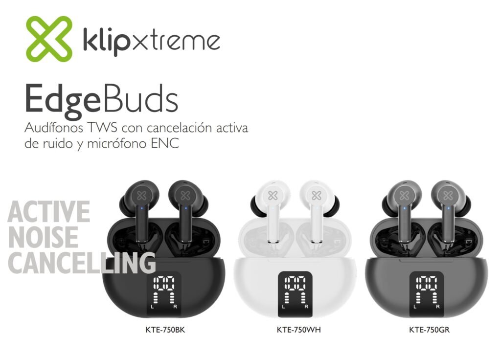 Audifonos TWS Bluetooth Inalámbricos KLIP-XTREME KTE-755BK EDGEBUDS - Imagen 2