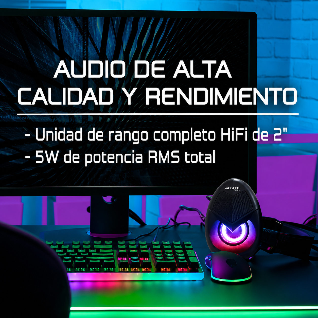 Bocinas GAMING Estereo Multimedia 2.0 ARGOM ARG-SP-1062BK - Imagen 5