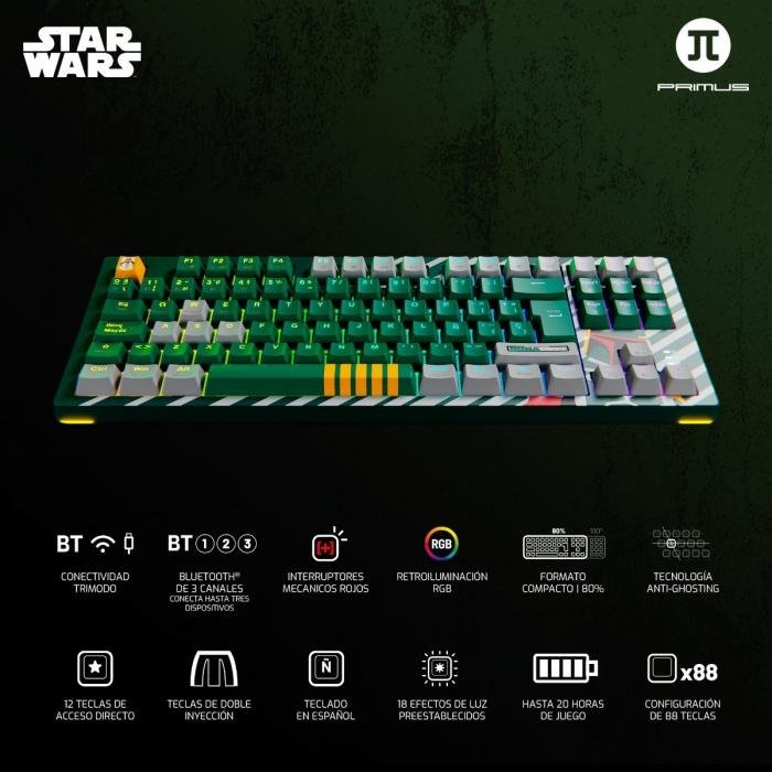 Teclado Mecánico TRIMODO GAMING EDICIÓN LIMITADA BOBA FETT PRIMUS BALLISTA 82T - Imagen 3