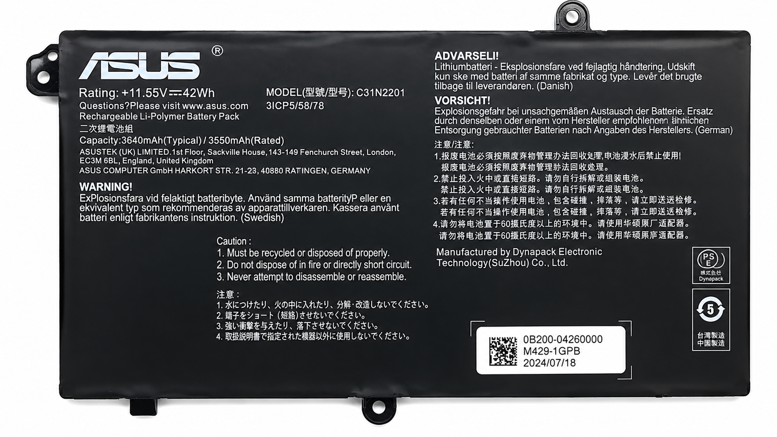 Bateria original para Notebook ASUS MODEL C31N2201 - Imagen 2
