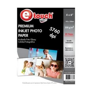 Papel fotografico premium ETOUCH 220GR-46-20 de 4 x 6" tamaño postal