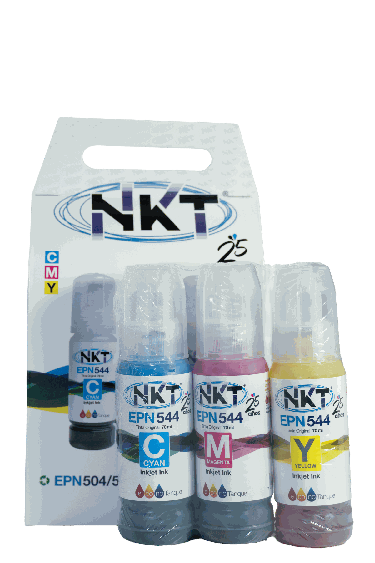 Tinta NKT 70ml T544 Paquete 3 Colores Cian/Magenta/Amarillo/ Para Impresoras EPSON - Imagen 2