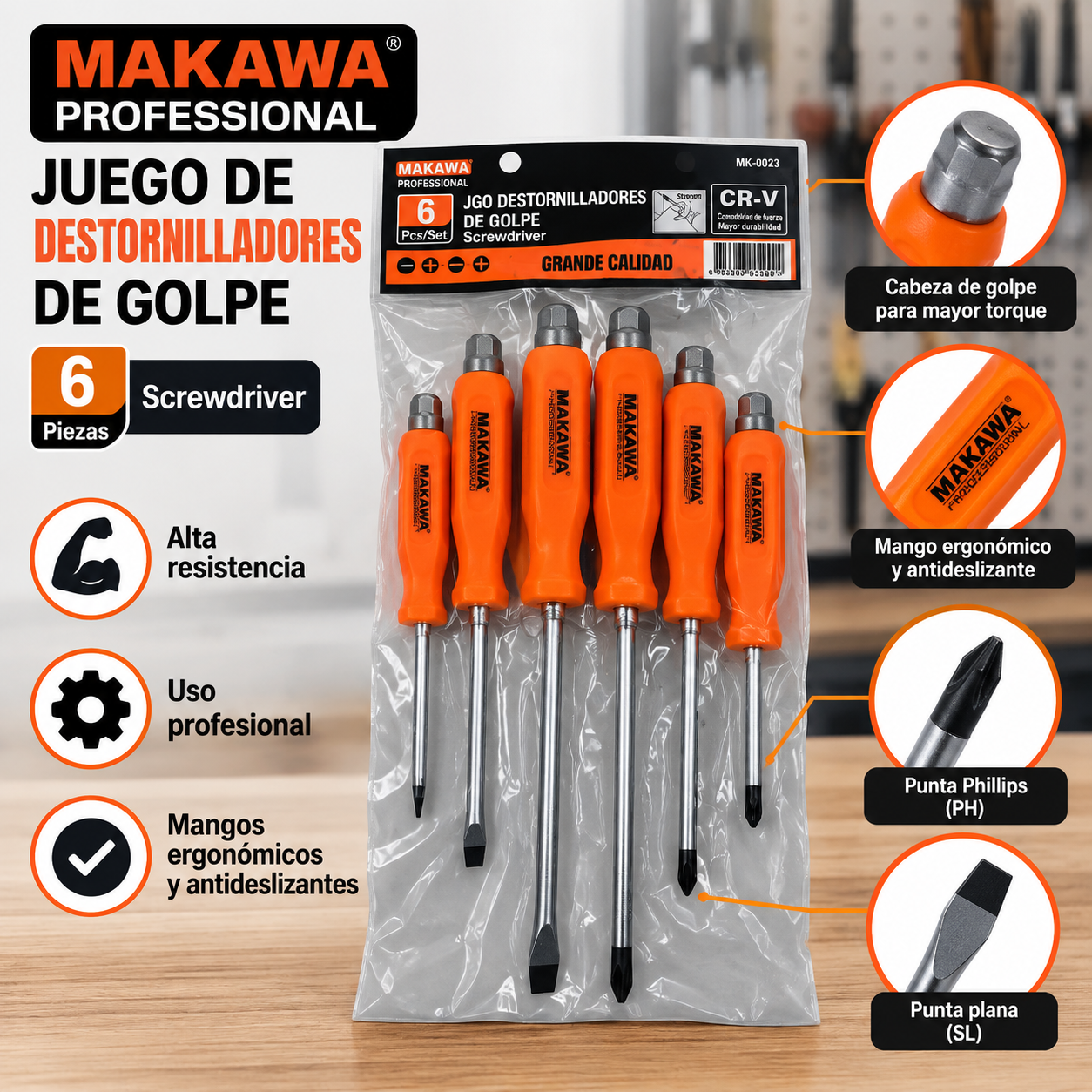 Kit de Destornilladores 6 Piezas para Uso General DIESEL TOOLS DT03-JH487 - Imagen 2