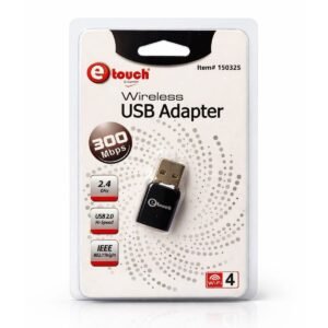 Adaptador USB Inalámbrico ETOUCH 150325, color negro, Frecuencia 2.4 GHz, 300Mbps