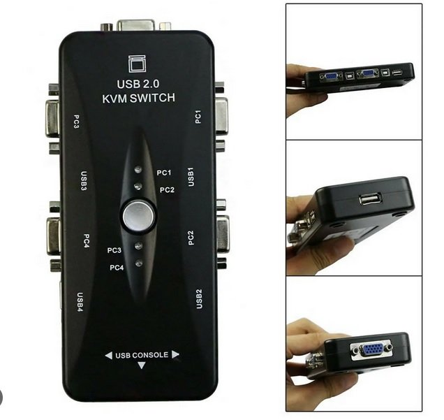 SWITCH de 4 puertos USB 2.0 KVM VGA SVGA - Imagen 3