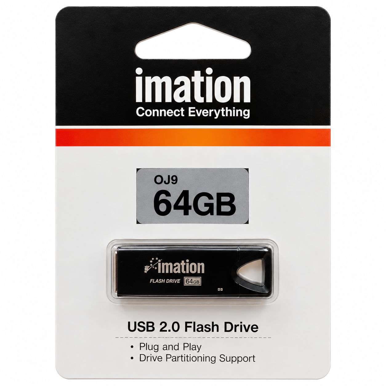 Memoria USB 2.0 imation 64GB, OJ9, color negro.