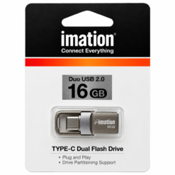 Memoria DUO USB 2.0 imation 16GB, color Gris metálico, doble conector: USB-A y USB-C.