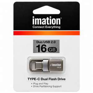 Memoria DUO USB 2.0 imation 16GB, color Gris metálico, doble conector: USB-A y USB-C.