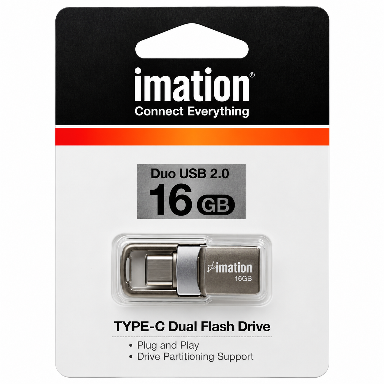 Memoria DUO USB 2.0 imation 16GB, color Gris metálico, doble conector: USB-A y USB-C.