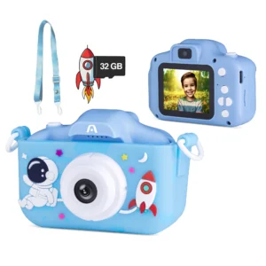 Camara Digital ARGOM Para Niños, con Doble Lente, Color Azul, ARG-AC-9181BL A00731, Pantalla IPS de 2 Pulgadas de alta calidad