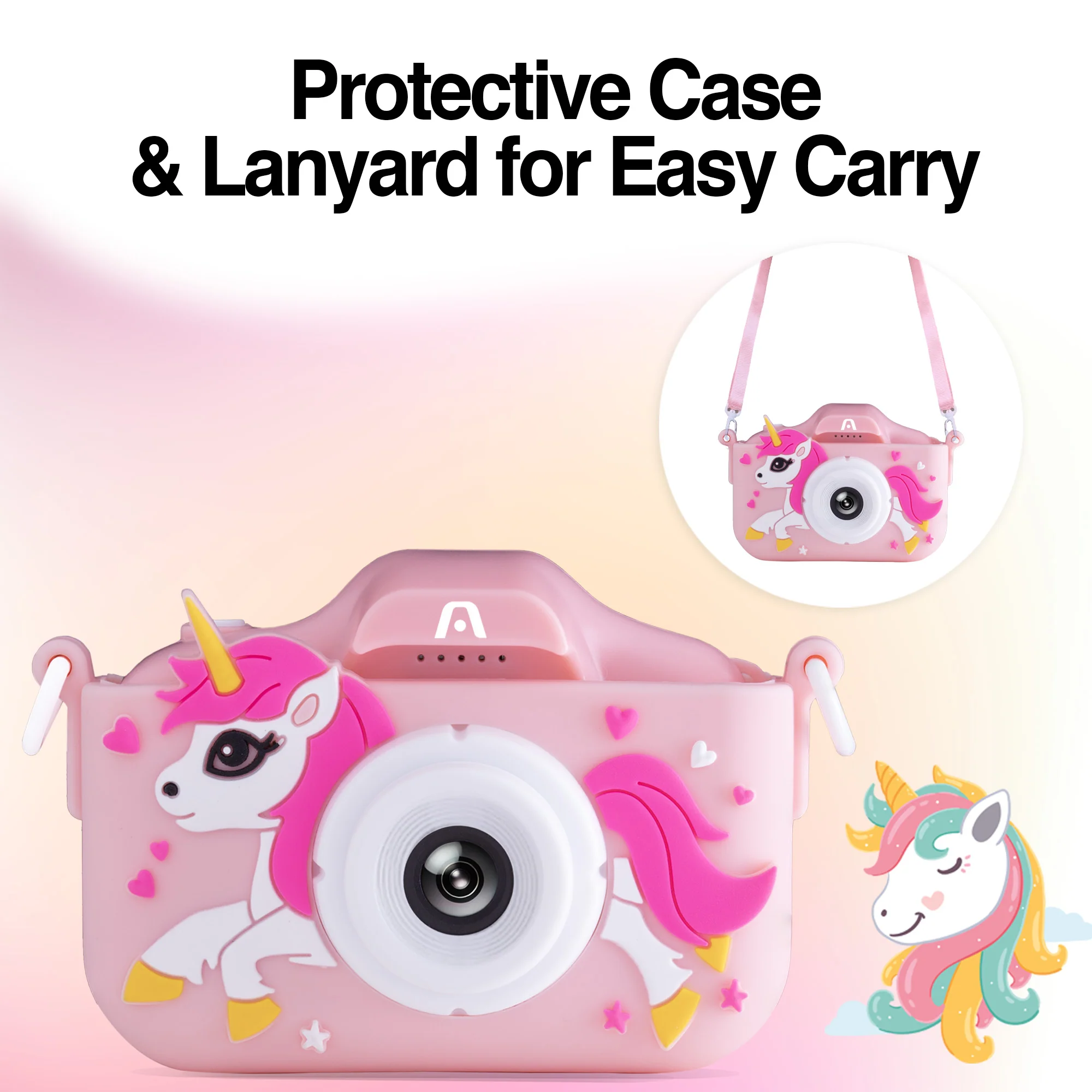 Camara Digital ARGOM Para Niños, con Doble Lente, Color Rosado, ARG-AC-9181PK A00732, Pantalla IPS de 2 Pulgadas de alta calidad - Imagen 4