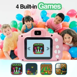Camara Digital ARGOM Para Niños, con Doble Lente, Color Rosado, ARG-AC-9181PK A00732, Pantalla IPS de 2 Pulgadas de alta calidad - Imagen 3