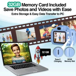 Camara Digital ARGOM Para Niños, con Doble Lente, Color Rosado, ARG-AC-9181PK A00732, Pantalla IPS de 2 Pulgadas de alta calidad - Imagen 6