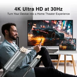 Cable USB a HDMI ARGOM ARG-CB-0091 A00751, 4K 30HZ, color negro, 1.8 metros - Imagen 3
