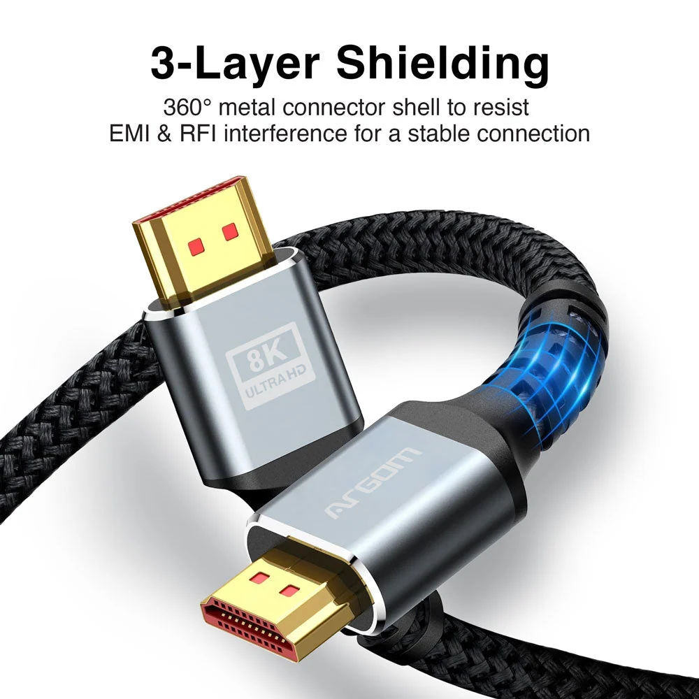 CABLE HDMI PREMIUM 8K ARGOM ARG-CB-1883 A00759, ULTRA ALTA VELOCIDAD, ETHERNET, 3 metros, Admite vídeo de hasta 10K, 8K a 60 Hz y 4K a 120 Hz - Imagen 3