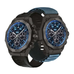 Smartwatch ARGOM SKEIWATCH C71 ARG-WT-6071BK A00775, Color Negro-Azul con correas intercambiables, Pantalla AMOLED de 1,43"