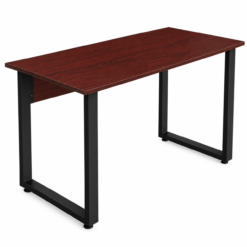 Escritorio Secretarial ENDUS para Computadora 255-256, diseño madera Color Caoba, parte inferior metal y superior melamina.