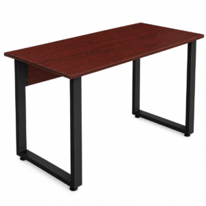 Escritorio Secretarial ENDUS para Computadora 255-256, diseño madera Color Caoba, parte inferior metal y superior melamina.