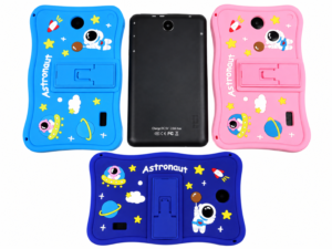 Tableta Infantil Educativa 7” HD, TAB-KID-00 con Estuche Protector de Goma Antigolpes diseño de astronauta con soporte integrado, Camara frontal y trasera, Android 11, 2 GB RAM, 16 GB de almacenamiento, Bluetooth